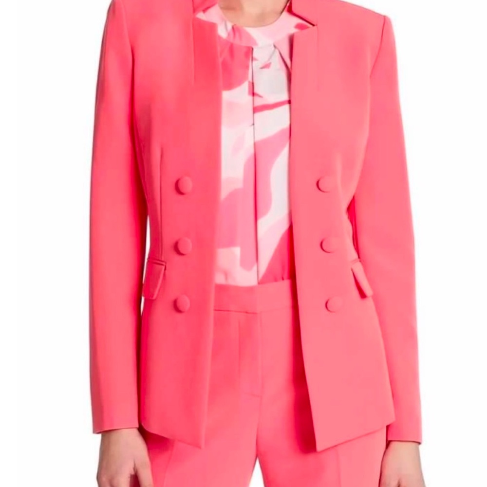 Tahari Bright Coral Tailored Blazer with Structured Silhouette